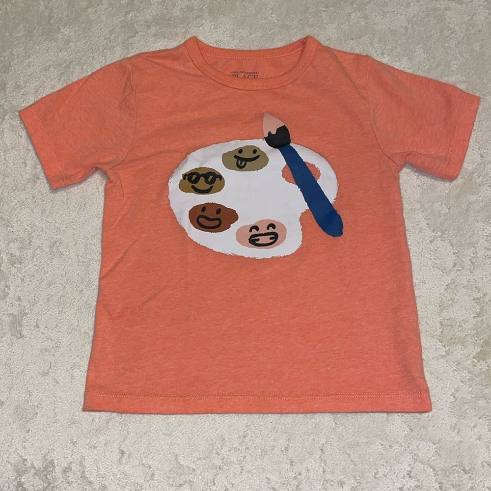 Children's Place Girl's 3T Cotton Poly Tee Paint Pallet Of Silly Faces